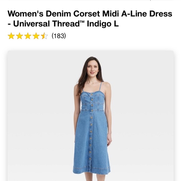NWOT  Women's Denim Corset Midi A-Line Dress
- Universal Thread Indigo L - Picture 8 of 8